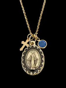 Gold Miraculous Mary Medal Virgin Mary Necklace Catholic Medal Personalized Jewelry Religious Gifts