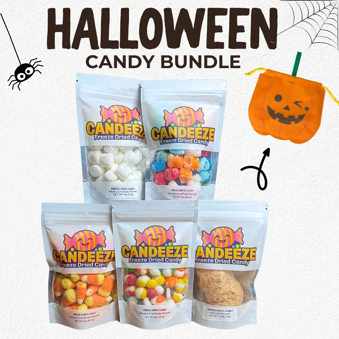Candeeze Halloween Candy Bundle - 5 Pack Sampler of Viral Crunchy Freeze Dried Candies - Crunchy, Sweet & Rainbow Flavors - Made in USA - Perfect for