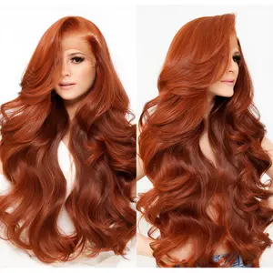13x6 HD Lace Front Human Hair Wig Reddish Brown Deep Wave Pre-Plucked Wig for Women