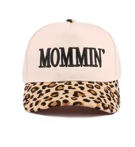 Zenana Womens MOMMIN' Cheetah Tab Canvas Baseball Cap