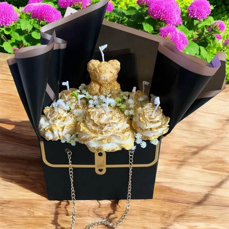 Decorative Floral Arrangement with Gold  and Black Flowers - Elegant Bouquet for Special Occasions canales snap bar mothers day sassy gift