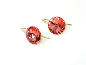 Rosy Peach Crystal Rhinestone Earrings