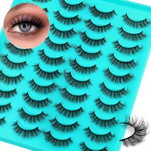 20 Pairs of 10-18mm 3D Mink Effect False Eyelashes, Fluffy Cat Eye Lashes for Natural to Dramatic Look, Dense Layered and Textured Eyelashes