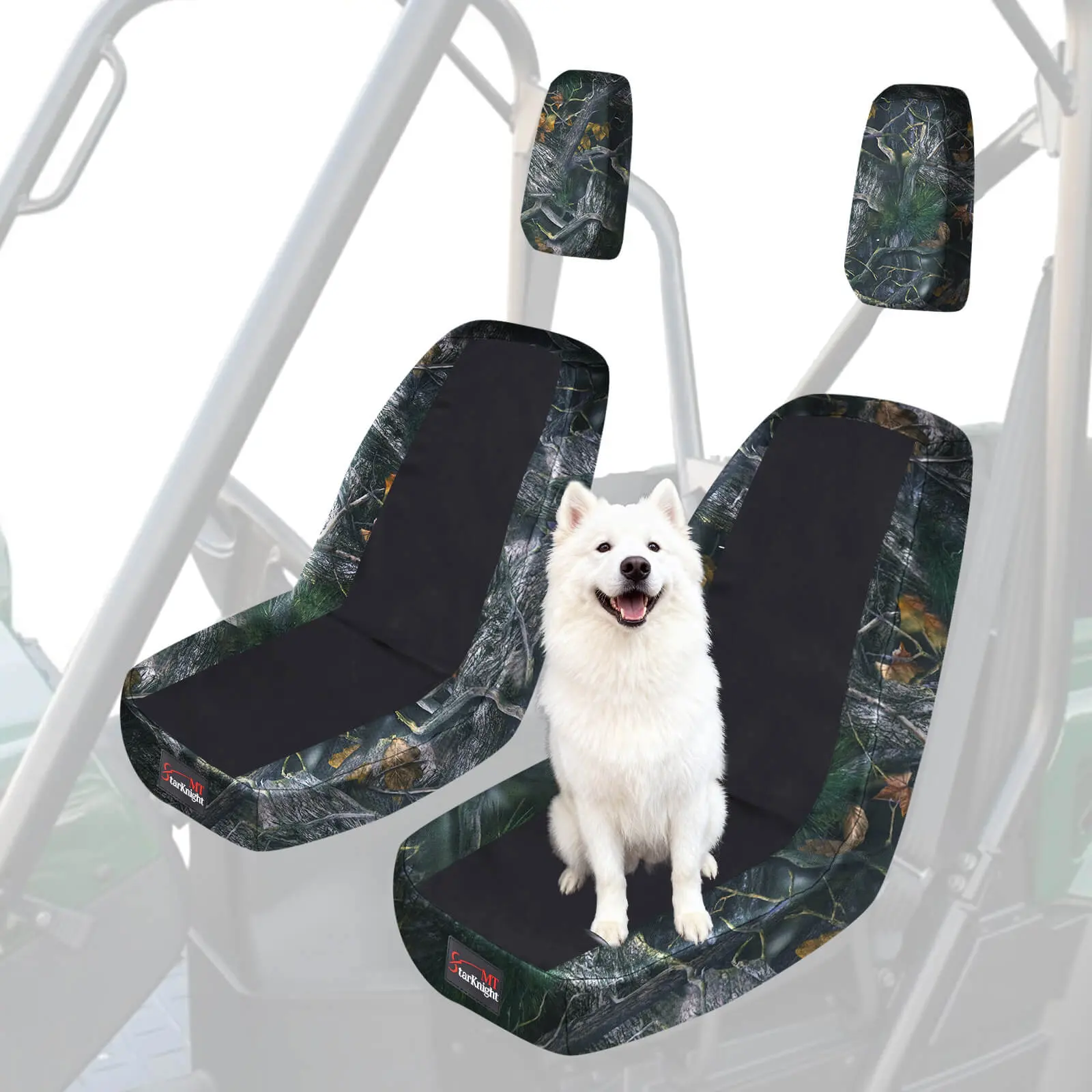 StarknightMT UTV Neoprene Rhino Seat Covers Compatible with Rhino 700 660 450 2004-2021 Rhino Seat Replacement 1680D Camouflage Spell Black Water-Resistant Durable for Dogs & Cats Parts Accessories