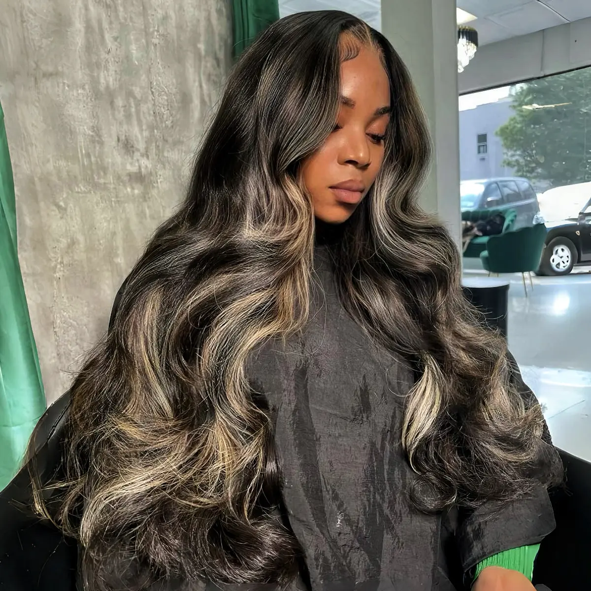 13x6 Ombre Black to Balayage Highlights Lace Front Human Hair Wig 210% Density Loose Body Wave Black to Ash Blonde Highlight Tone Wig Custom Hd Lace Wig Pre Plucked for Any Occasions