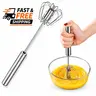 Stainless Steel Hand Whisk Kitchen Utensils, Hand Push Rotary Egg Beater & Milk Frother, Manual Mixer for Blending