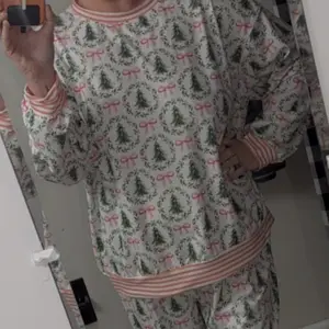 Product Review of Holiday Forest Print Loungewear Set Womens Tree Bow Pajama Set Long Sleeve Top Jogger Pants Soft Cozy Knit New Year Valentines Day All Season Sleepwear from a**0