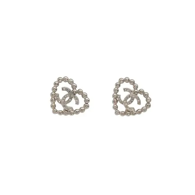 Pre-owned CHANEL 25P Heart Diamond Stud Earring AlloyP216852945