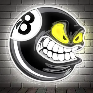 Eight-Ball Neon Signs Solids and Stripes Neon Sign for Wall Decor Neon Lights for Bedroom Led Signs Suitable for Billiards Lovers Man Cave Beer Bar Pub Christmas Birthday Party 5V Usb Power