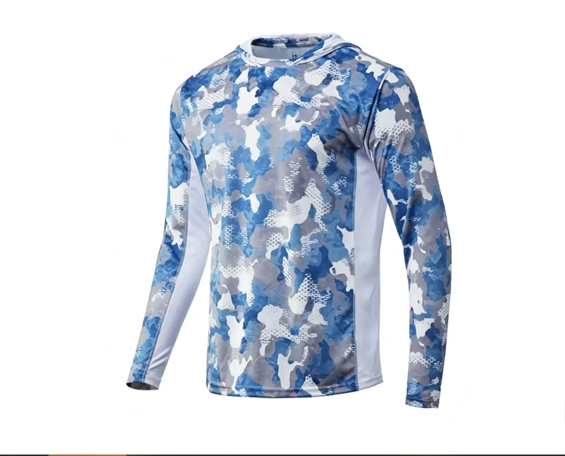 Men's Ocean Design UV-Protection Athletic Hoodie - Dry Fit, Breathable Lightweight Top, Quick-Drying Long-Sleeve, Loose Fit Polyester, Camouflage/Colorblock, Casual Outdoor Sports Daily Wear Sportswear for Fishing, B2, B3, Dry Fit Hoodies