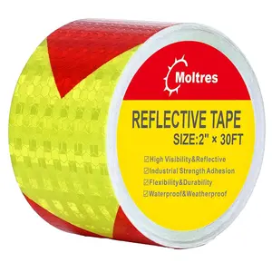 Waterproof Reflective Tape,Red & Yellow 2inch X 30Feet Conspicuity Adhesive Safety Tape,High Visibility Arrow Hazard Warning Reflector Tapes for Trucks Trailer Vehicle Outdoor Signs