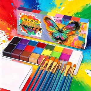 Athena face & body painting set with 10 professional brushes and large dark palette. Easy color mixing, ideal for Halloween cosplay, party special effects and stage artistic makeup looks.