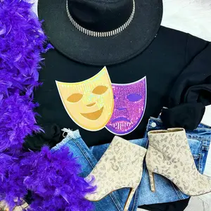Sequin Masks Mardi Gras Patch