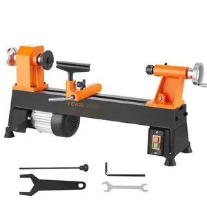 VEVOR Tabletop Wood Lathe, Dimensions 10x18 inches, Motor Strength 0.5 HP 370W, Offers Wood Crafting with 5 Adjustable Speeds ranging from 780 to 3840 RPM, Includes Rod Injection, Wrenches, Facepla