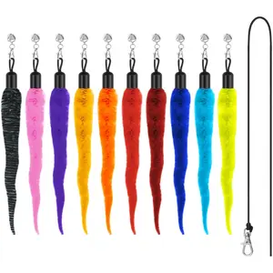 10 count  Worm  with 1 count String, Durable Interactive Teaser Refills for  Toys Kitten Toys,  Wand Attachements for Indoors and Outdoors Cats (10 Colors)