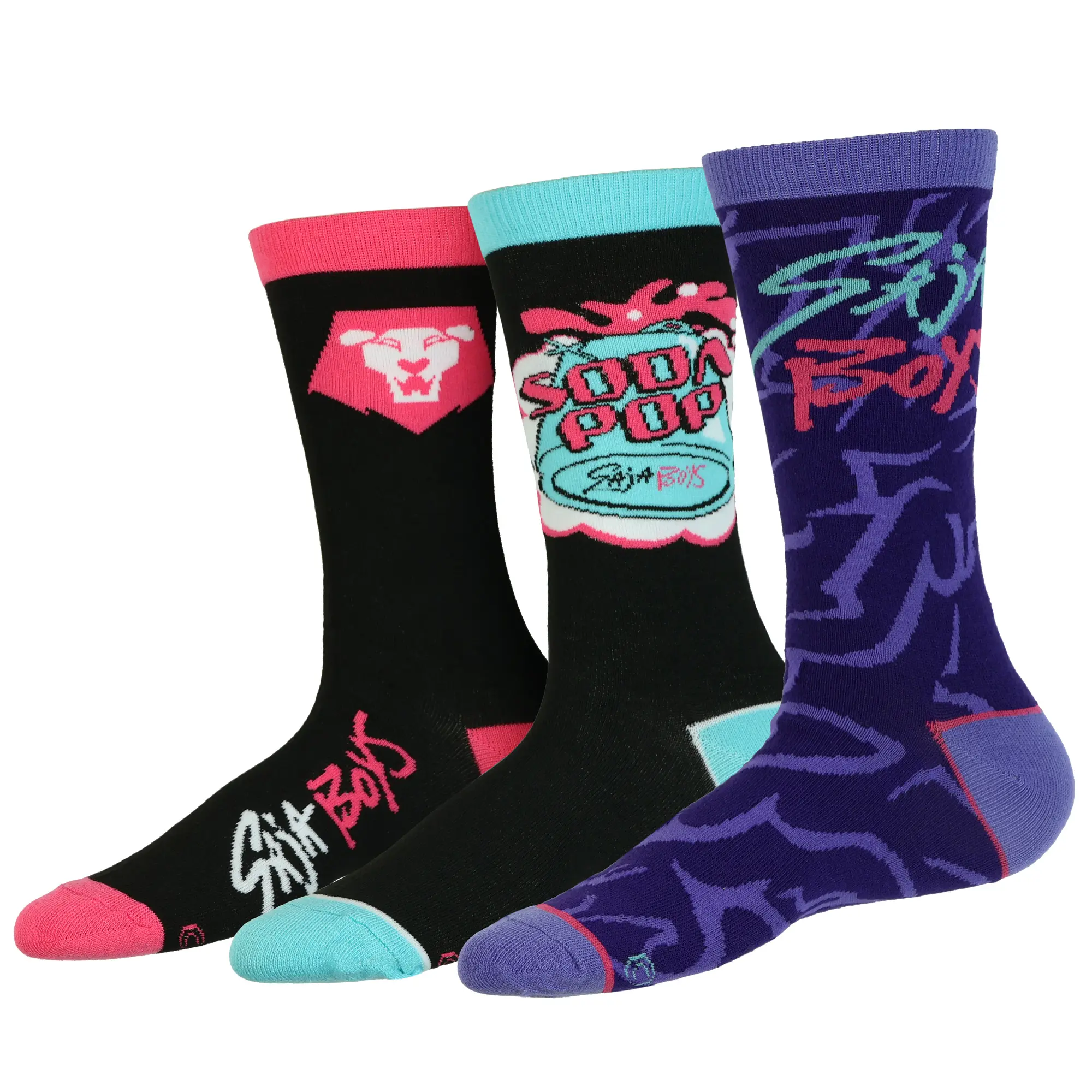 KPop Demon Hunters Socks Women's Saja Boys 3 Pair Crew Sock Shoe Size 5-10