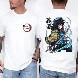 Men's Casual Soft Round Neck Shortsleeve Demon Slayer Hashira Manga Unisex Garment-Dyed T-Shirt, Menswear Fan Gift, Father's Day Present