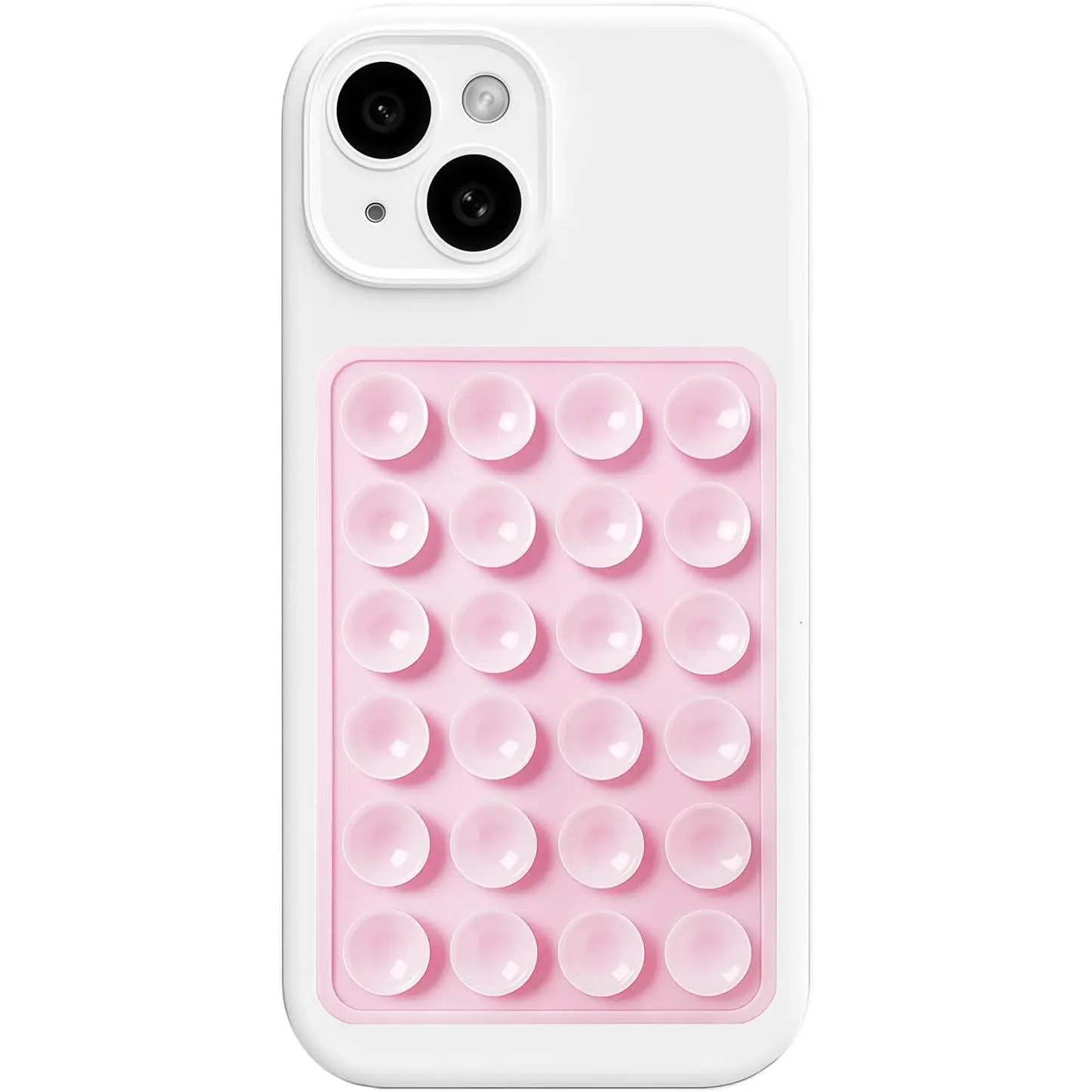 Anteel Silicone Suction Phone Case Mount, Silicon Adhesive Suction Cup Phone Mount, Non Slip Sticky Phone Grip for Cellphone, Strong Grip Holder for Selfies and Videos (Light Pink)