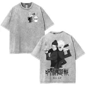 valentine shirts  Grey 123XL Gojo Satoru Geto Suguru Besties JJk Jujutsu Kaisen Anime Manga 2 sided Washed T-shirt, Hoodie Cotton Unisex graphic tee 90s Top	 Menswear Classic Prints Seamless Smooth Black Tshirt Streetwear