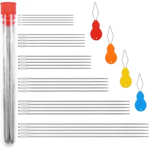 30 PCS Large Eye Needles for Hand Sewing Crafts, Hand Embroidery Needle Threader for Leather Darning Tapestry Quilting Needles Cross Stitch Sewing Supplies Accessories, 6 Assorted Sizes