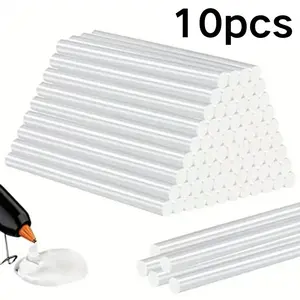 Transparent Glue Sticks 10 Pack, 7mm Diameter, 100mm Length, Non-Toxic, Smoke-Free, Odorless, Smooth Surface, Ideal for DIY Crafts, Woodworking, Home Renovation