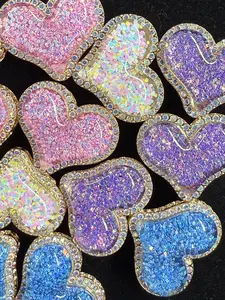 (349-352) 4PCS Glitter Heart Charms | Sparkling DIY Jewelry Accessories