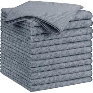 Furniture daily necessities  Grey Microfiber Cleaning Cloth,12PK Reusable Cleaning Rags, Highly Absorbent Shop Rags Bulk, All-Purpose Car Cleaning Towels for TV Screen, Kitchen, Bathroom, Restaurant Garage, 14"X12"
