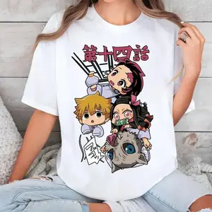 [tiktok shop deals]Cute Character Demon Slayer Tshirt, Demon Slayer Infinity Castle Shirt, Gift For Anime Fan, Unisex Short Sleeve Tee demon slayer merch vintage graphic tees casual outfits women silky eli white shirt boyfriend fit