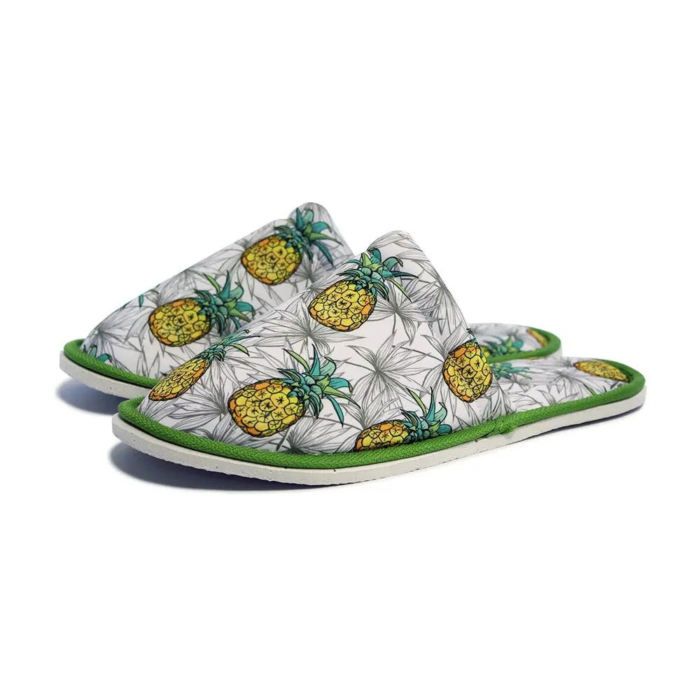 Chochili Men Pineapple Home Slippers Green and Yellow Lightweight Silent Walk Size 8 to 10