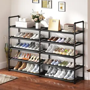 Bepatio 4/5/6-Tier Free-standing Shoe Rack Shelf, Multi-layer Water-resistant Non-woven Fabric Shelves for Shoes Clothes Organization, Modern Home Storage Organizer for Closets, Corridors, Hallways, Bedrooms, Dorms, Apartments