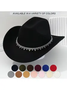 Women's gender-neutral, western cowboy hat three-dimensional water drop gem rhinestone accessories hat European and American style bridal top hatSpeedy Smarts