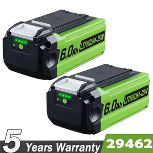 2/1 Pack 6.0Ah 40V 29462 Li-ion Battery Replacement for GreenWorks 40V Battery Compatible with GreenWork 40 Volt G-MAX Power Tools 29472 29252 20202 22262 25312 25322 20642 22272 27062 Portable