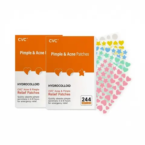 2 Boxes of 240-Count Star-Shaped Colorful Hydrogel Pimple Patches - Tea Tree Essential Oil, Salicylic Acid, Centella Asiatica Oil Complex Formula - Blemish & Spot Treatments for Acne Prone Skin - Star Pimple Patch Acne Treatments, Spot Acne Treatments