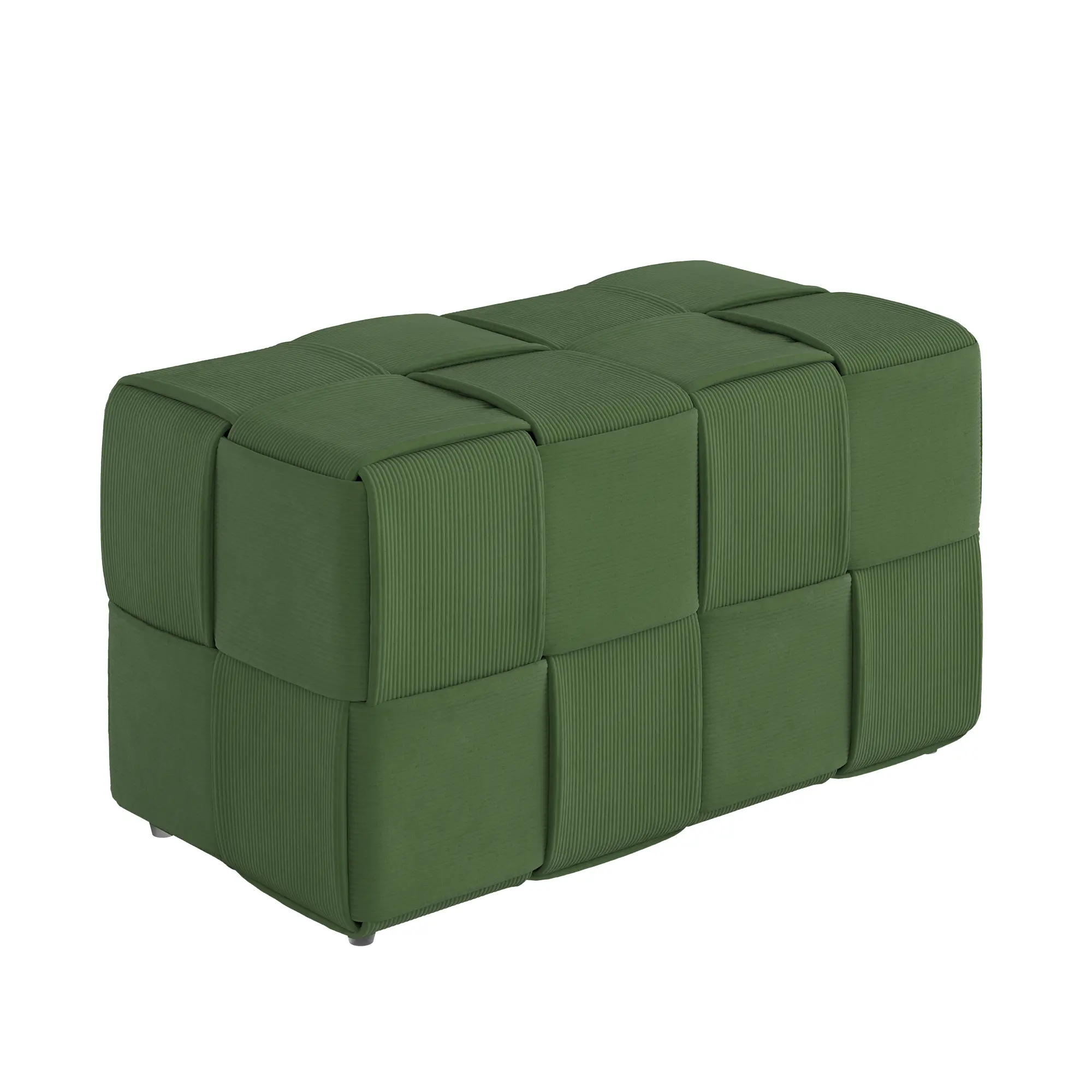 Square Corduroy Woven Ottoman Footrest - Soft, Comfortable Living Room Sofa Stool