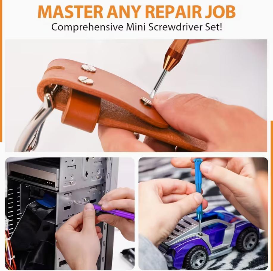 6PC Magnetic Small Screwdriver Set – Precision Mini Flathead & Phillips Screwdrivers for Eyeglasses, Watches, Electronics & Computer Repair | Cool CRV Gadget Tool Gift for Men | Christmas 2024 Ornament & DIY Gifts