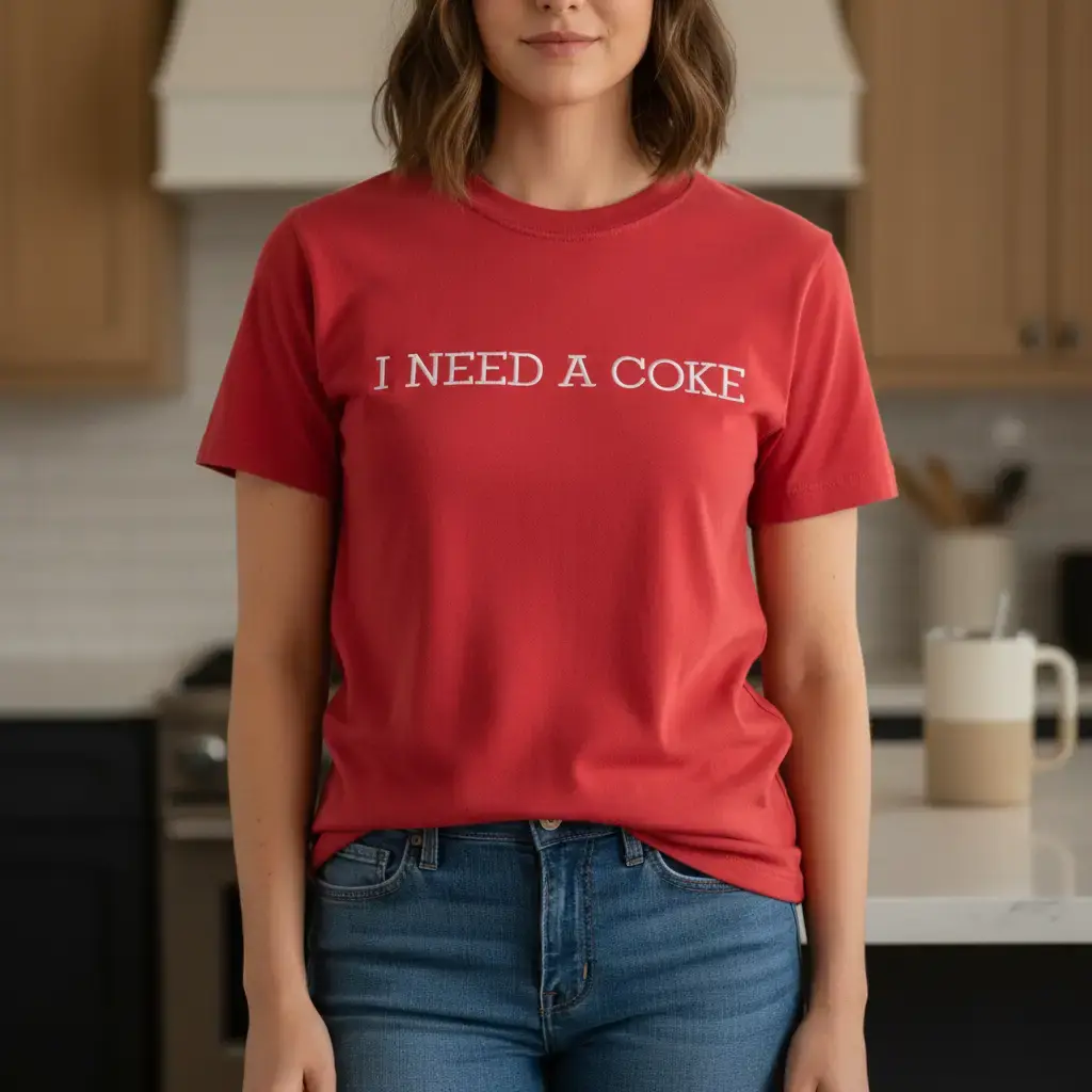 I Need A Coke Custom Embroidered T-Shirt - Summer Everyday Casual Mama Top, Embroidery