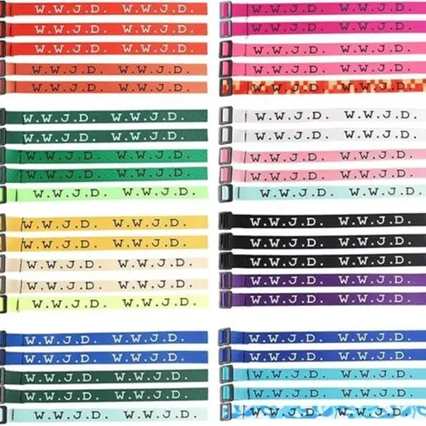 wwjD 40-Piece Adjustable Premium Woven Religious Christian WWJD Bracelets, What Would Jesus Do Webbing Wristbands for Fundraisers, Inspirational Jewelry