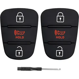 Key Fob Button Pad Replacement for Kia Soul 2013 2012 2011 2010 / Kia Rio / Kia Sportage 2012-2014 Car Keyless Entry Remote Control 3 Button Rubber Cover Flip Key Fob Case Shell Insert Keypad - 2 Pack