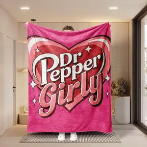 Ultra-Soft Dr Pepper Flannel Nap Blanket, Elegant Creative Office Shawl, Multi-Purpose Throw for Home, Living Room, Bedroom, Camping, Heart Shaped Blanket