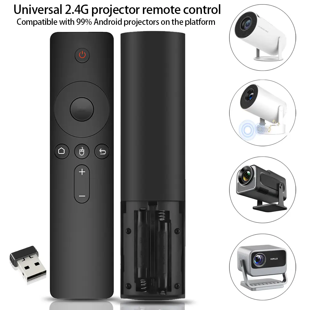 2.4G Wireless Universal Projector Remote Control, 6-Axis Gyro USB Accessories for Android Smart Projectors, 360° No-Block Control, Plug-and-Play Operation Beyond IR Remotes, Includes USB