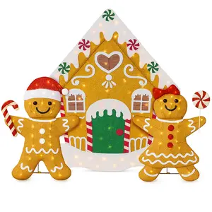 Best Choice Products 3pc Gingerbread Man Family 2D Christmas Yard Decor, 4ft Light Up Holiday Lawn Decoration w/House, 185 LED Lights Best Choice Products 3pc Gingerbread Man Family 2D Christmas Yard Decor, 4ft Light Up Holiday Lawn Decoration w/House, 185 LED Lights