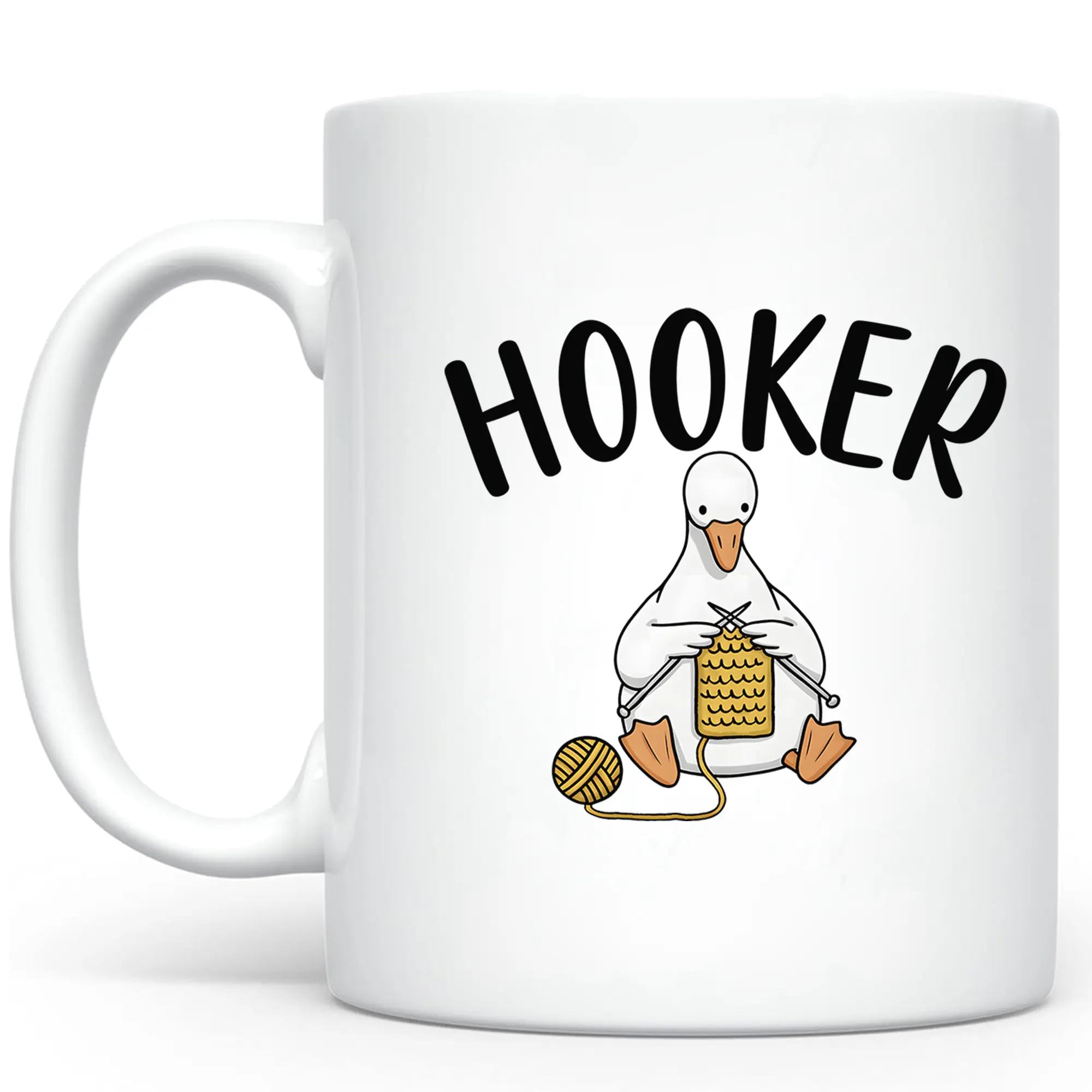 CupiCo Funny Crochet Ceramic Mug, Sarcastic Knitting Goose Coffee Mug, Craft Humor Tea Cup, Meme Goose Crochet Lover Mugs