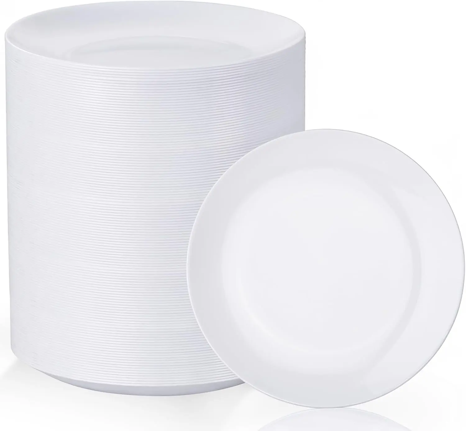 100 count White Plastic Plates - 7.5inch Disposable White Dessert/Salad Plates - Heavy Duty Plastic Plate Ideal for Wedding & Party