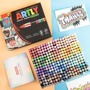 Acrylic Markers Set, Art Markers Pen, Durable Fade-Resistant Marker Pens, Perfect for Painting Illustrations & School Projects, Suitable for Paper Fabric Wood Plastic