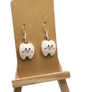 Tooth Fairy Earrings - Cute Resin Design with White Teeth and Pink Accents Ideal for Everyday Wear Hook Earrings