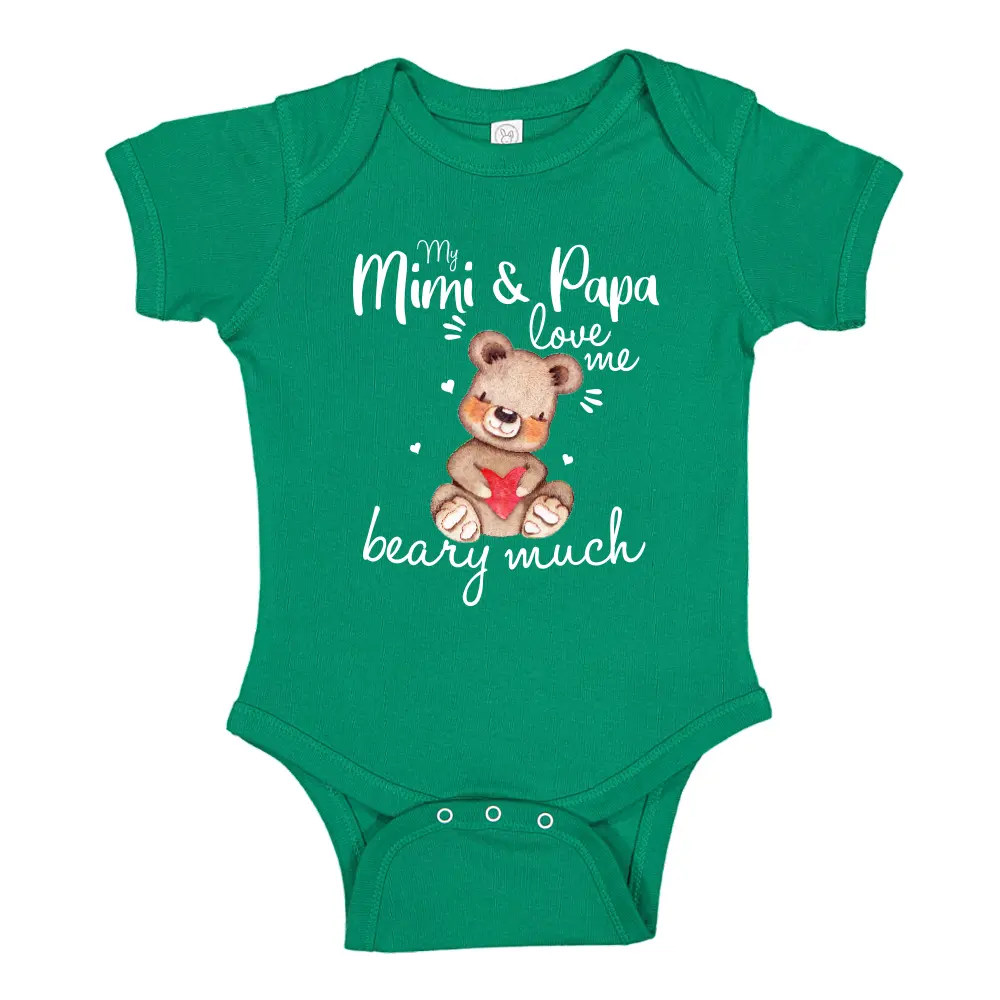 My Mimi and Papa Love Me Beary Much Baby Bodysuit One Piece Or Toddler Mimi & Papa Baby Clothes, Pregnancy Announcement Gift for Mimi and Papa
