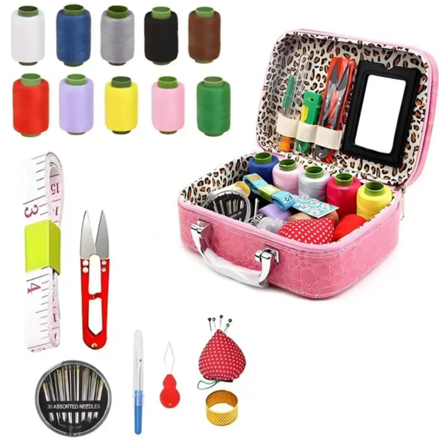 Sewing tool set, Sewing Products, 1 set of large-eye steel needle kit, long and thin hand-purling and sewing needle set, suitable for DIY sewing, portable imitation leather box hand-sewing tool bag, Sewing Supplies Crafts, Sewing Accessories And Supplies