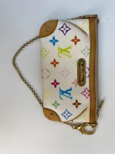 Pre-owned Louis Vuitton canvas Shoulder Bags Takashi Murakami Monogram Multicolore White Pochette Accessoires [BF 12] XP02131