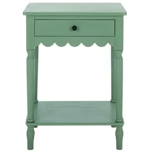 Anwyn 1-Drawer Scalloped Accent Table - sage green