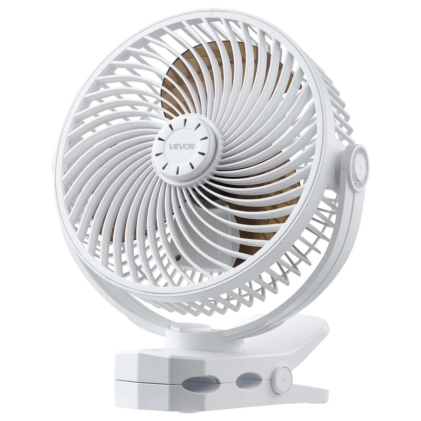 【Summerfinds】VEVOR Portable Clip Fan, Rechargeable Clip On Fan, USB Port with 3 Speeds & Circulation Mode, Strong Airflow Sturdy Clamp, Long Runtime for Desk, Golf Cart, Outdoor Camping Treadmill, Office, White